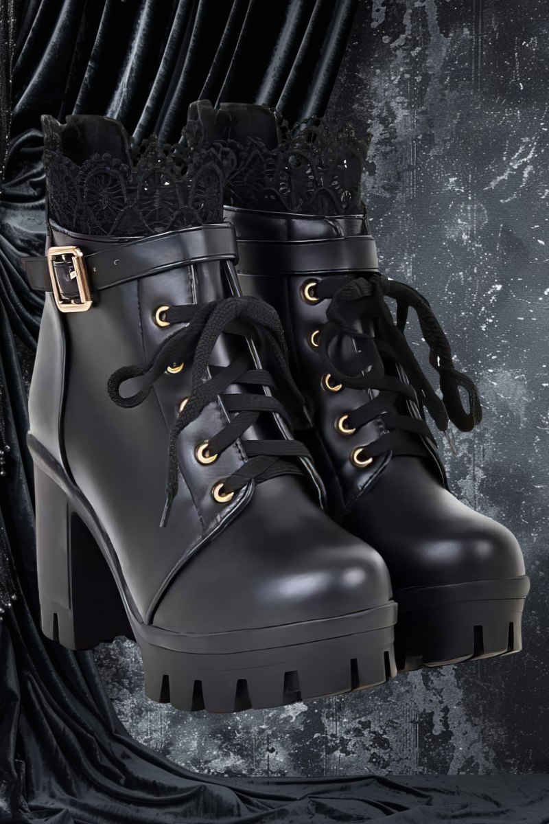 Chaussures Bottines Gothiques Touches Florales – BloomGothLace