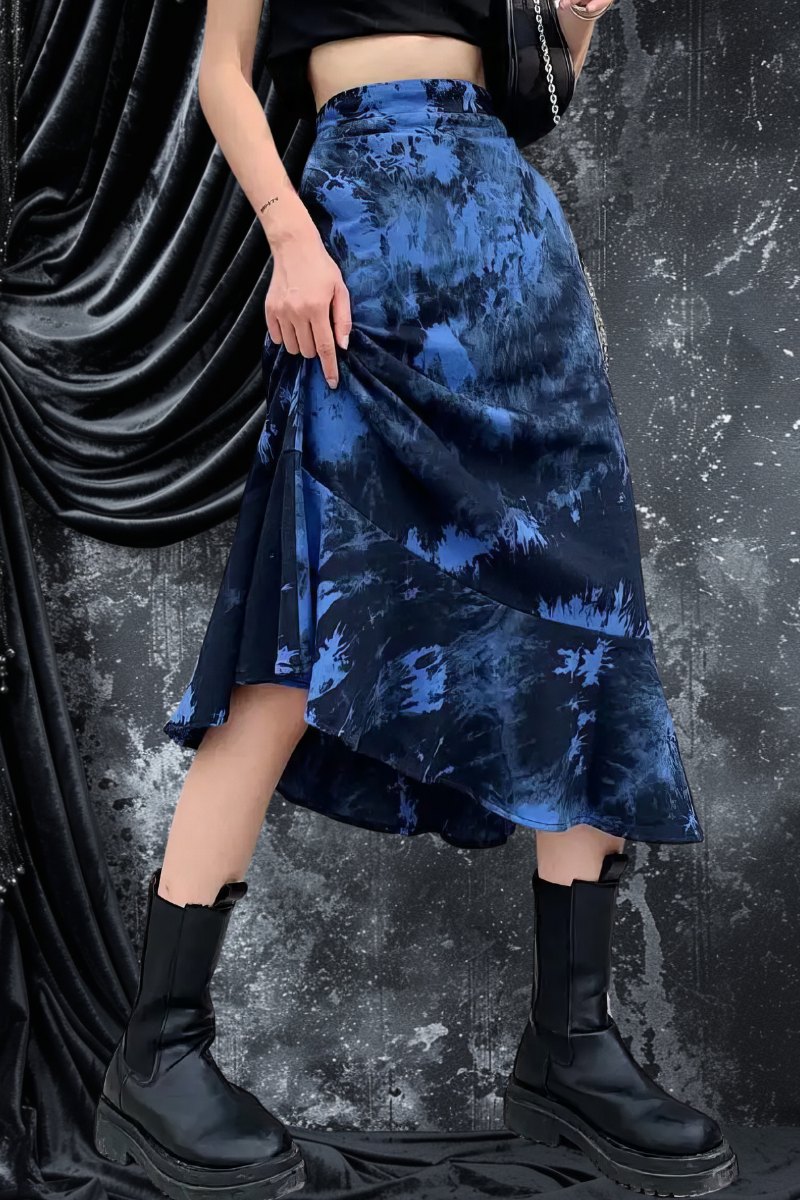 Jupe Gothique Noir Et Bleu – Ebonflameia