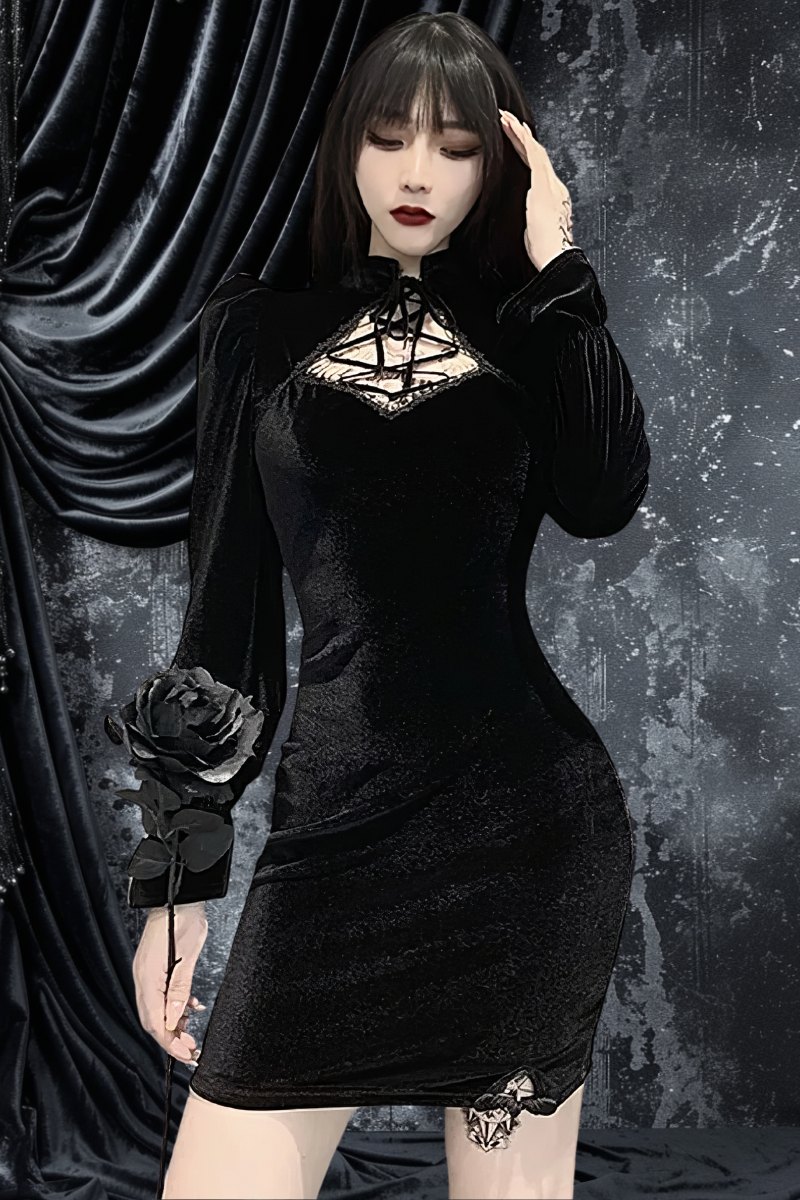 Robe Gothique Élégante Velours – Nightwalker