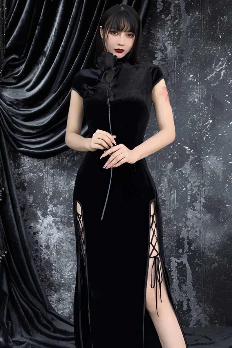Robe Longue Noire Gothique – DarkDynasty