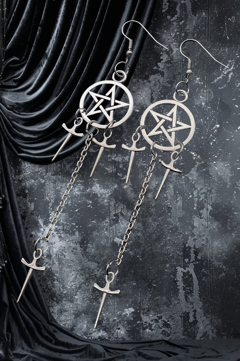 Boucle D’Oreille Gothique Pentagramme – PentagramShadow