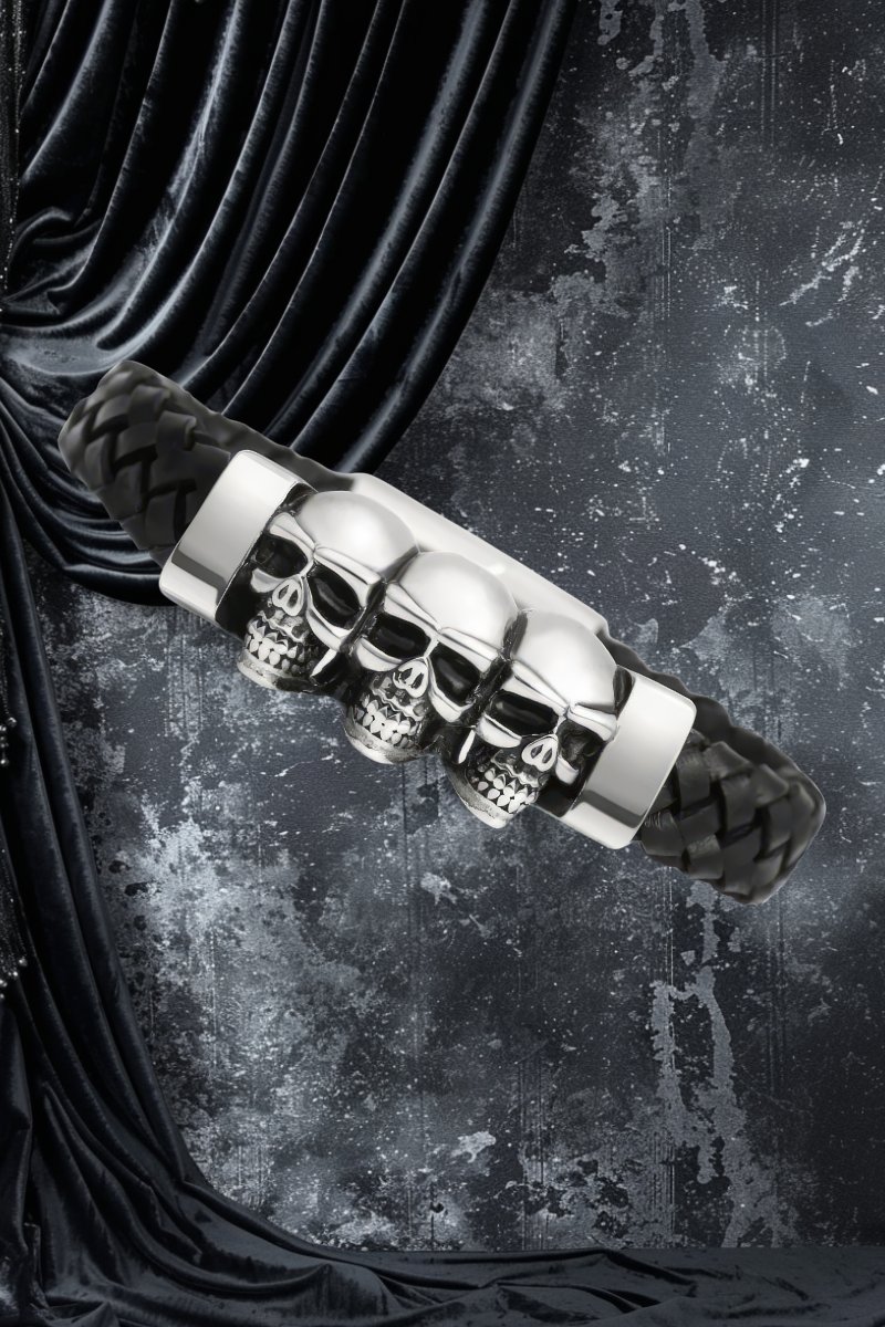Bracelet Gothique Triple Tête De Mort – TriSkull